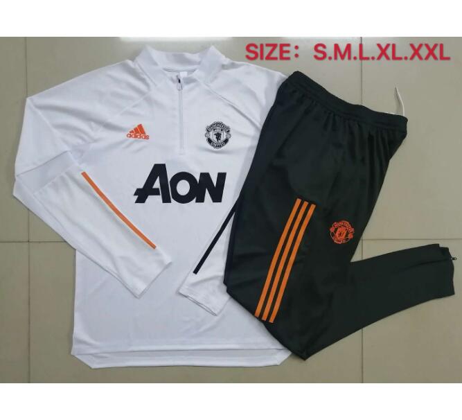 Manchester United White Training Suits Sweatshirt with Pants 2020/21